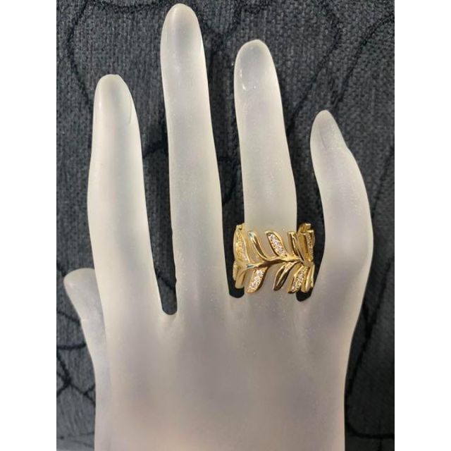 （1120）18号　リーフデザイン豪華無数のスワロワイドリング　爪留め指輪 レディースのアクセサリー(リング(指輪))の商品写真