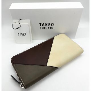 タケオキクチ(TAKEO KIKUCHI)の【新品未使用】タケオキクチ ブロッキング アンティーク ラウンドファスナー長財布(長財布)