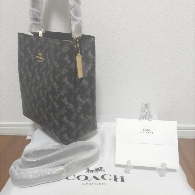 COACH タウン バケット バッグ ウィズ ホースブラックグレーマルチ付属品