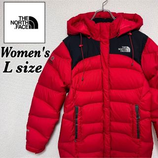 ザノースフェイス(THE NORTH FACE)のノースフェイス　ダウンジャケット　海外限定　レディース　Lサイズ　レッド　黒(ダウンジャケット)