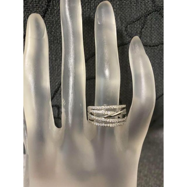 （1191）16号　シルバー5連クロス高価爪留めスワロワイドリング　指輪 レディースのアクセサリー(リング(指輪))の商品写真