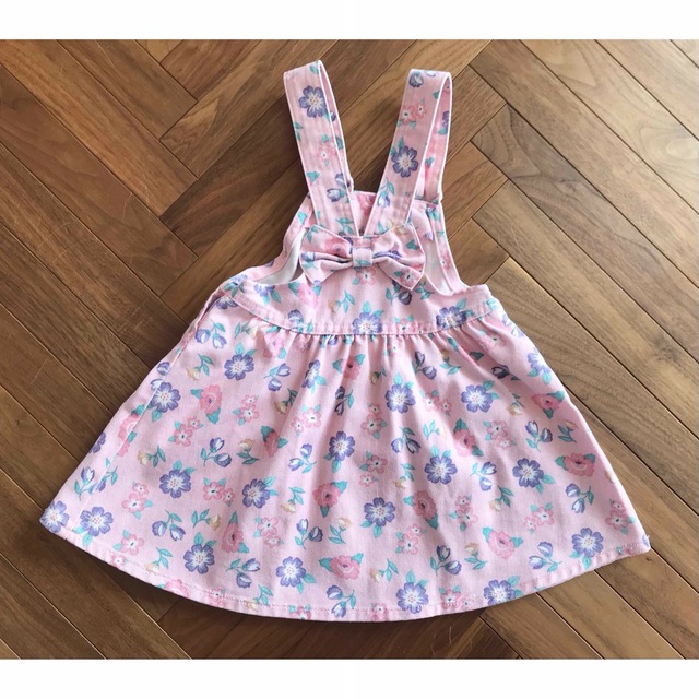 キッズ服女の子用(90cm~)oshkosh  ピンク花柄ジャンパースカート　4T