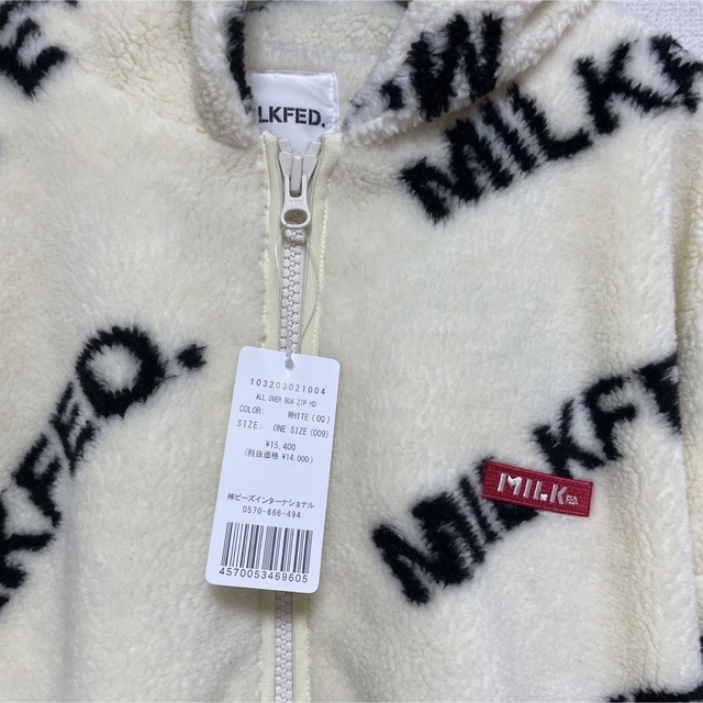 MILKFED.(ミルクフェド)のmilkfedミルクフェド ミルク milk ボア ジャケット ロゴ レディースのジャケット/アウター(ブルゾン)の商品写真