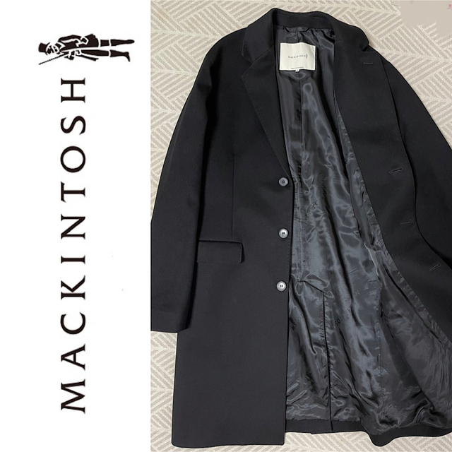 MACKINTOSH(マッキントッシュ)の美品　マッキントッシュ　チェスターコート　ウールコート　ブラック　Lサイズ メンズのジャケット/アウター(チェスターコート)の商品写真