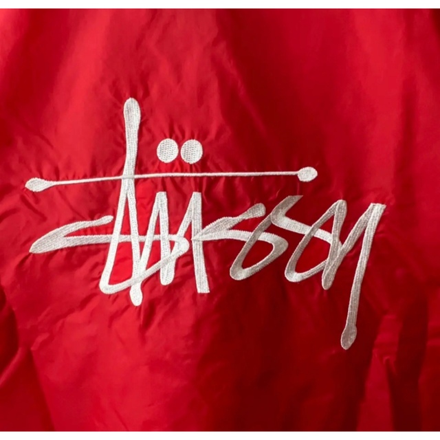 STUSSY - ジップパーカー ステューシー ナイロンジャケット赤 STUSSY - ジップパーカー ステューシー ナイロンジャケット赤