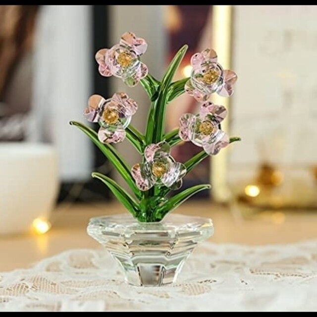 クリスタルガラス　『水仙の花』×１　『蒲萄の木』×１　オブジェ　置物 1