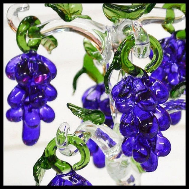 クリスタルガラス　『水仙の花』×１　『蒲萄の木』×１　オブジェ　置物 3