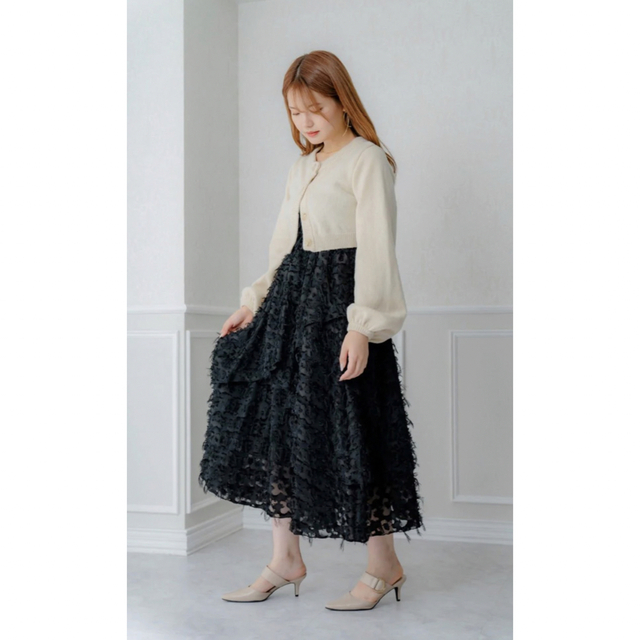 Knit Cardigan Set Frill Camisole Dress レディースのレディース その他(セット/コーデ)の商品写真