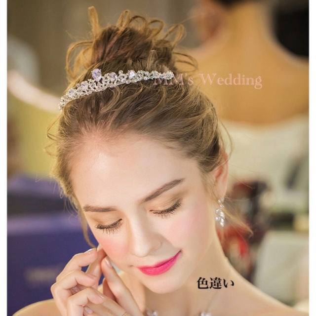 ティアラ ゴールド ジルコニア ウェディングヘアアクセサリー ヘッドドレス ハンドメイドのウェディング(ヘッドドレス/ドレス)の商品写真