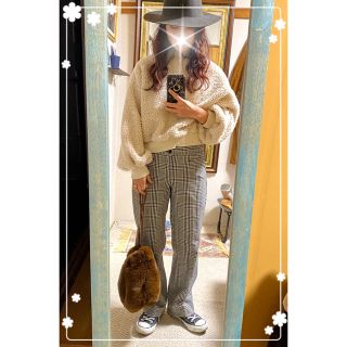 ユナイテッドアローズ(UNITED ARROWS)の【超美品】ハウンドトゥースパンツ スラックス 低身長さんにもオススメ❣️着画(カジュアルパンツ)