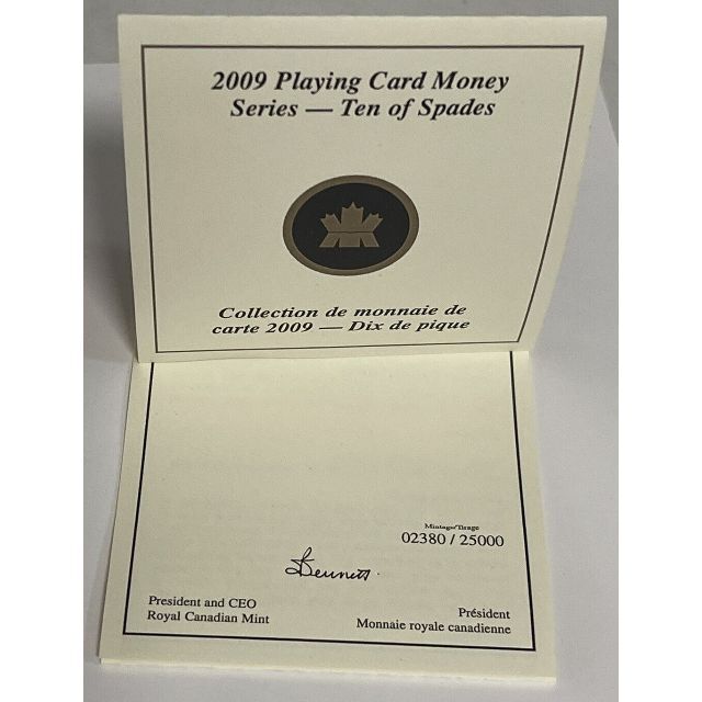2009年 カナダ トランプマネー 1オンス 10 of Spades シルバー貨幣