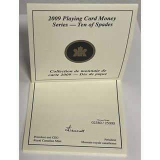 2009年 カナダ トランプマネー 1オンス 10 of Spades シルバーの通販