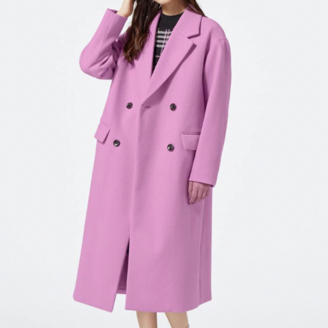 GU(ジーユー)のGU 大人気♡︎ニットメルトンテーラードコート ピンク M レディースのジャケット/アウター(ロングコート)の商品写真