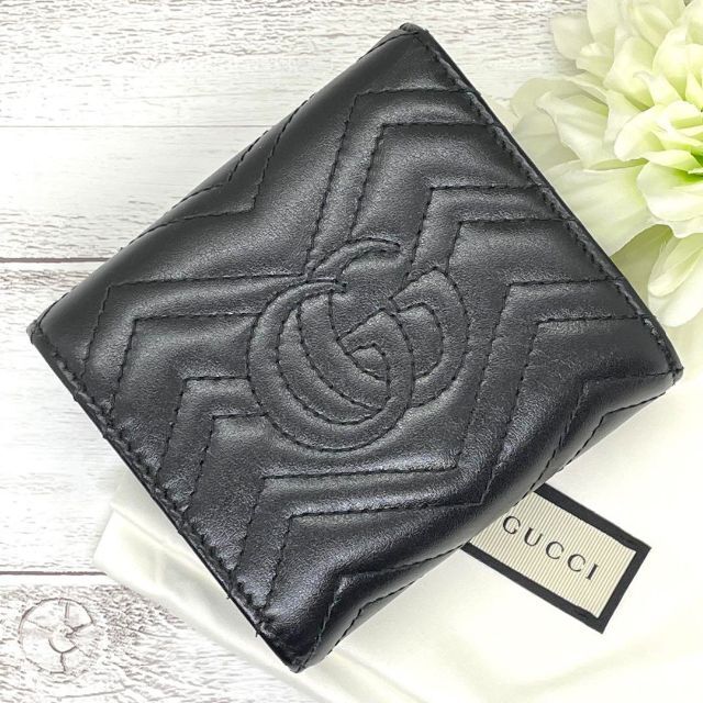超極美品】GUCCI グッチ マーモント 二つ折り 財布 ブラック-
