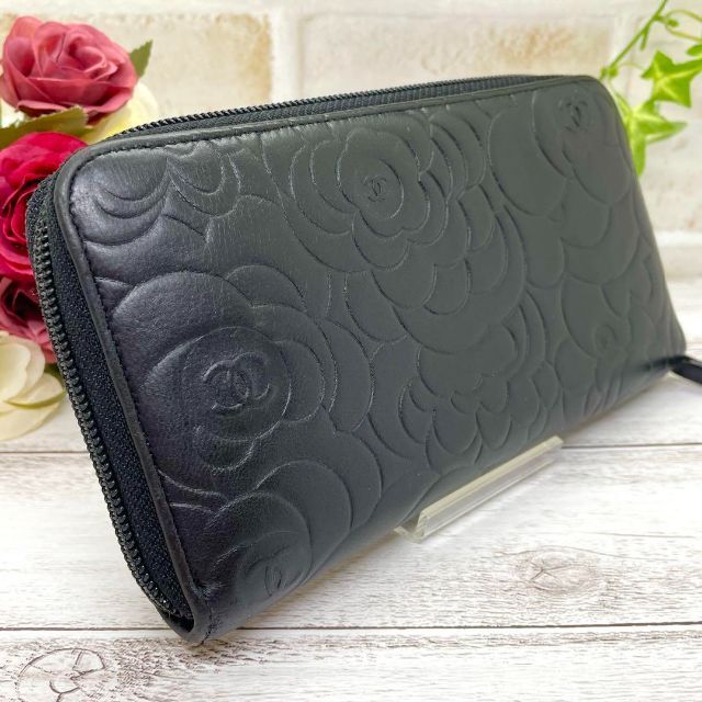 ✨超良品✨ シャネル CHANEL カメリア 財布 長財布 ラウンドファスナー-