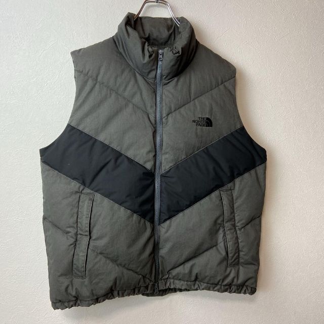 日本売上 【人気ダウンベスト】THE NORTH FACE古着グレー黒刺繍ロゴ 美