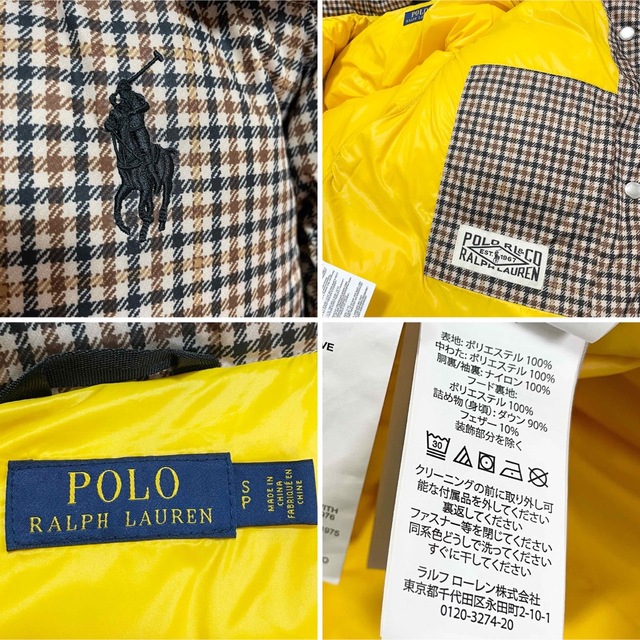 POLO RALPH LAUREN(ポロラルフローレン)の極美品 ポロラルフローレン 千鳥柄 ダウンジャケット S チェック ブラウン レディースのジャケット/アウター(ダウンジャケット)の商品写真