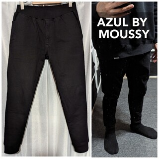 アズールバイマウジー(AZUL by moussy)のAZUL BY MOUSSY黒イージーパンツジョガーパンツブラックトラックパンツ(その他)