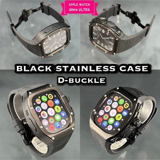 49mm ブラックxホワイト apple watch ultra メタルケース