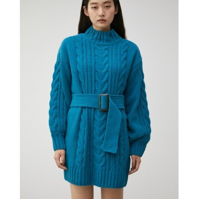 AZUL by moussy(アズールバイマウジー)のシェニールケーブルミニワンピース レディースのワンピース(ミニワンピース)の商品写真