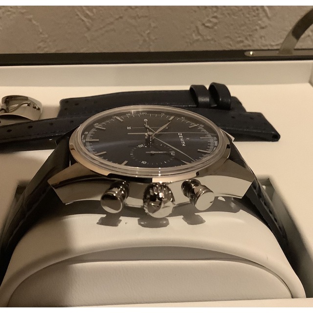 ZENITH(ゼニス)のねこのすけさま専用　ゼニス クロノマスター ヘリテージ 146 ブルー文字盤 メンズの時計(腕時計(アナログ))の商品写真