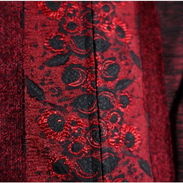 vintage  花　刺繍　ブラック×レッド　デザイン　ジャガードジャケット 2