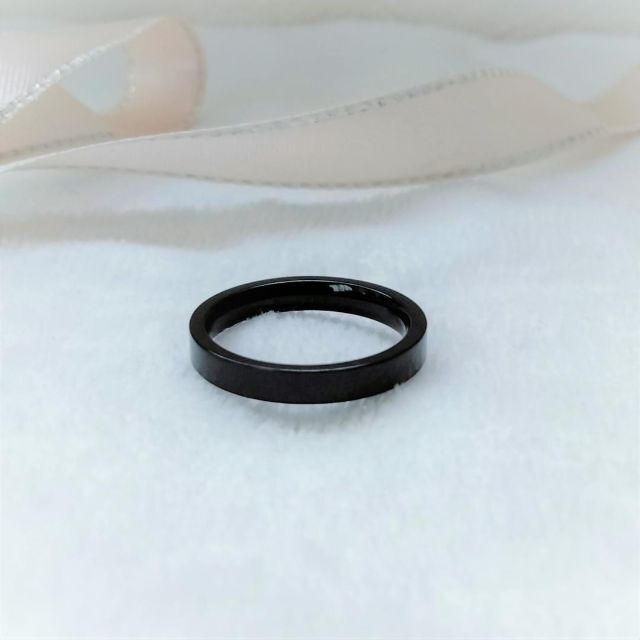 19号 US9号 シンプル 角型 リング ブラック 3mm レディースのアクセサリー(リング(指輪))の商品写真