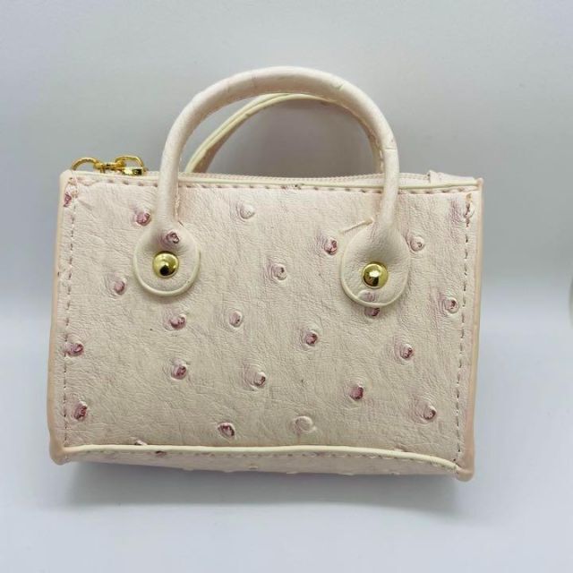 キーケース　ミニハンドバッグ　カードケース　小銭入れ　小物入れ　ホワイトピンク レディースのファッション小物(キーホルダー)の商品写真