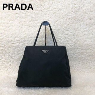 プラダ(PRADA)のプラダ　ナイロン　トートバッグ　三角ロゴ　テスート　ハンドバッグ　白タグ　黒(トートバッグ)