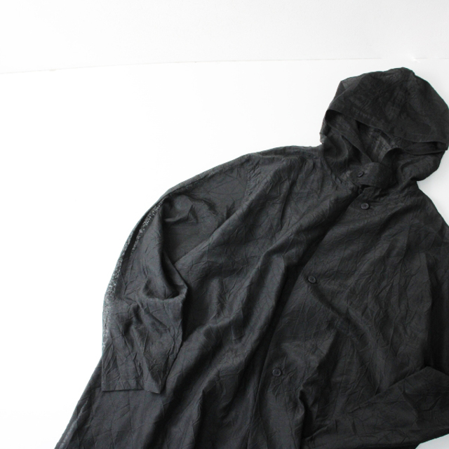 2022SS MEYAME メヤメ COTTON SILK HOODED JACKET コットンシルクフードシャツジャケット F/ブラック黒【2400013168908】