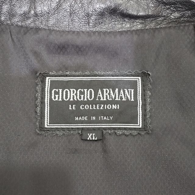 Giorgio Armani(ジョルジオアルマーニ)のジョルジオアルマーニ　レザー　ジャケット　黒　XL　KJ86 メンズのジャケット/アウター(レザージャケット)の商品写真