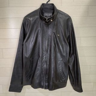 ジョルジオアルマーニ(Giorgio Armani)のジョルジオアルマーニ　レザー　ジャケット　黒　XL　KJ86(レザージャケット)