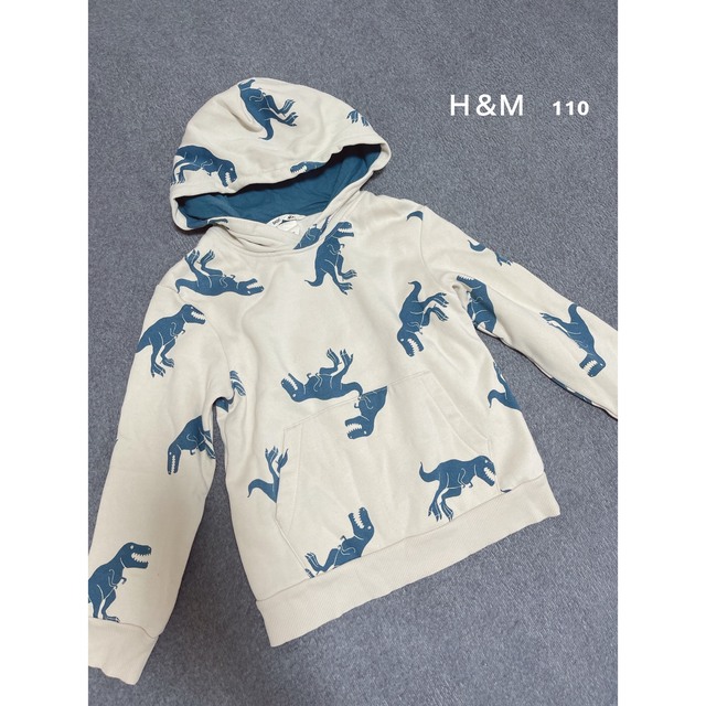 H&M(エイチアンドエム)のH&M  ダイナソー柄　恐竜柄パーカー　110    美品 キッズ/ベビー/マタニティのキッズ服男の子用(90cm~)(ニット)の商品写真