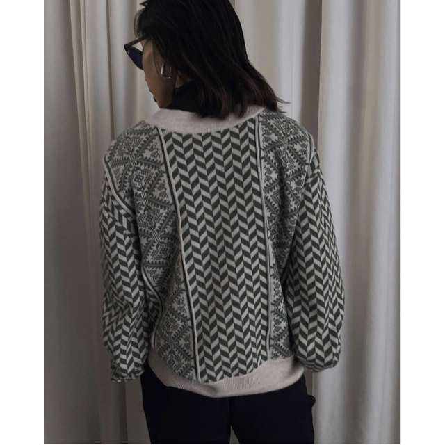 HERRINGBONE JACQUARD KNIT CARDIGAN