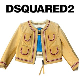 ディースクエアード(DSQUARED2)のお値下げ！ディースクエアード⭐︎レザーデザインジャケット⭐︎サイズ40(ノーカラージャケット)