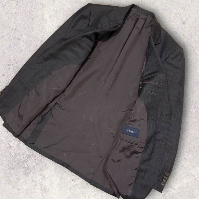 BURBERRY LONDON セットアップ 黒 ストライプ ラムウール AB5-
