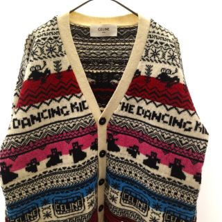 CELINE セリーヌ 21SS THE DANCING KID WOOL JACQUARD DOLLS KNIT CARDIGAN ウールジャカードドールズカーディガン マルチ 2A08L715M