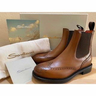 新品 SANTONI サントーニ サイドゴアブーツ フルブローグ ウィングチップ