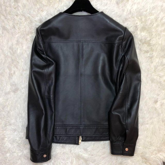 美品✨組曲 レザージャケット ノーカラー ラムレザー 大きいサイズ 4L