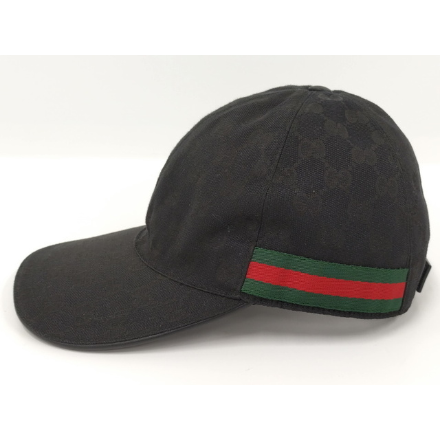 Gucci(グッチ)のGUCCI 帽子 ベースボールキャップ シェリーライン GGキャンバス ブラック メンズの帽子(キャップ)の商品写真