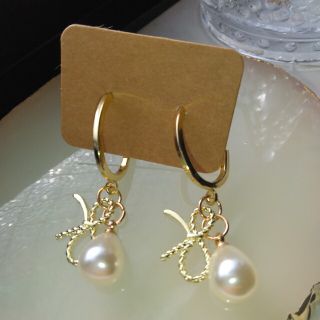 #3　パール　リボン　ピアス(ピアス)