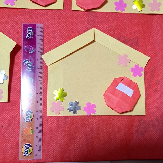 折り紙　絵馬　製作キット　願い事 ハンドメイドの素材/材料(型紙/パターン)の商品写真