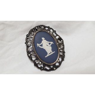 ウェッジウッド(WEDGWOOD)の正規 ウェッジウッド ジャスパー 女神 マリアL ブローチ 青白 SVペンダント(ネックレス)