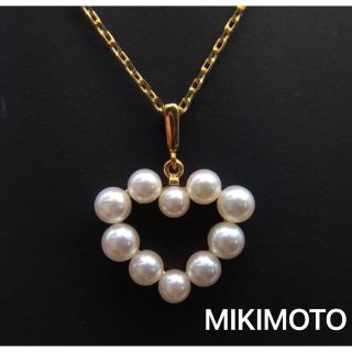 ミキモト(MIKIMOTO)のミキモト　パールネックレス　ハート　K18(ネックレス)