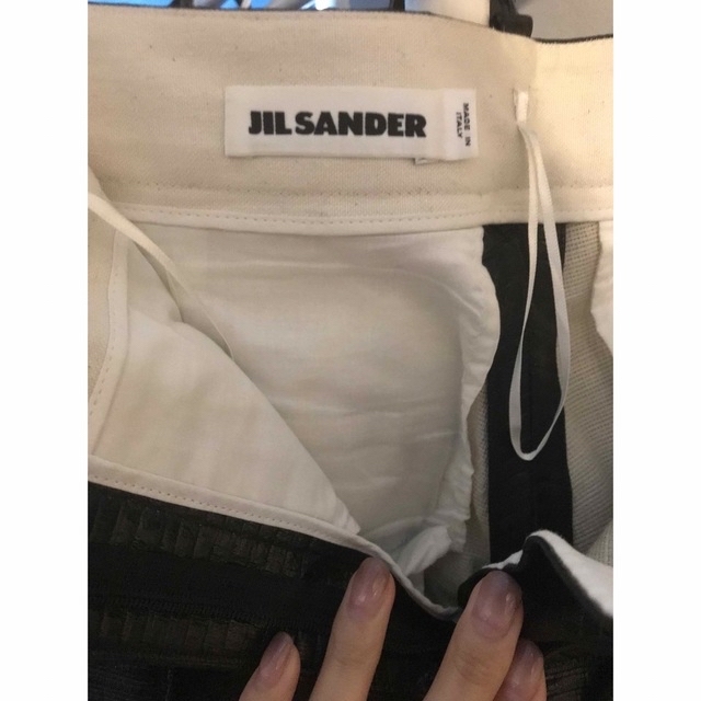 JIL SANDER コットンレザーパンツ