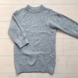 ユニクロ(UNIQLO)のUNIQLO スフレニット ワンピース 110 グレー(ワンピース)