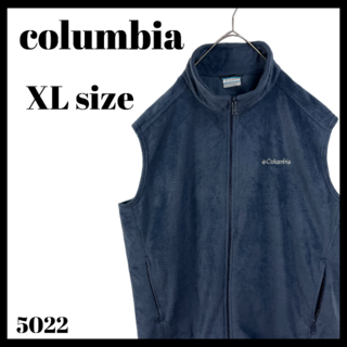 コロンビア(Columbia)の大人気 コロンビア フリースベスト ネイビー 紺 US/XL ワンポイント (ベスト)