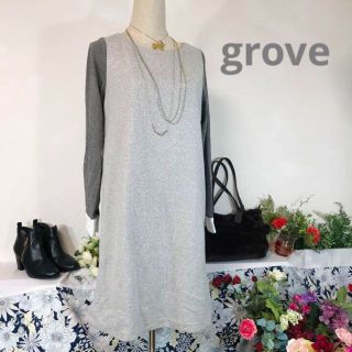 グローブ(grove)のジャージー素材でくつろいで着れる。オンにもオフにも活躍する　膝丈ワンピース(ひざ丈ワンピース)