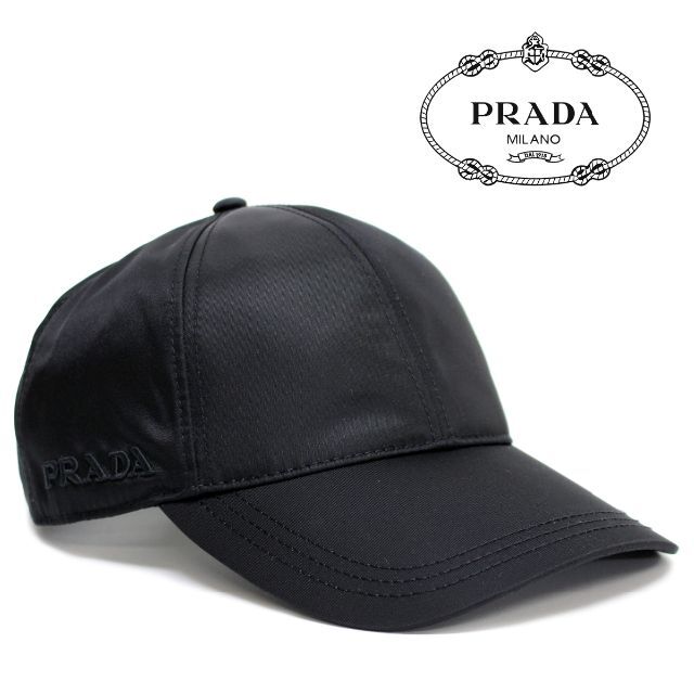 PRADA - 1 PRADA ブラック ナイロン ベースボールキャップ 男女兼用 size M