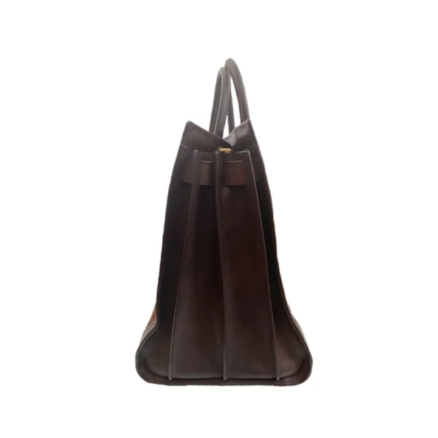 Saint Laurent(サンローラン)のサンローラン サック・ド・ジュール カーフスキン ブラウン ハンドバッグ メンズのバッグ(トートバッグ)の商品写真